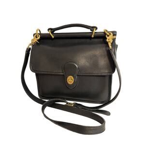 Vintage COACH 90s WILLIS Black Leather Crossbody Shoulder Bag 9927 USA Made VTG